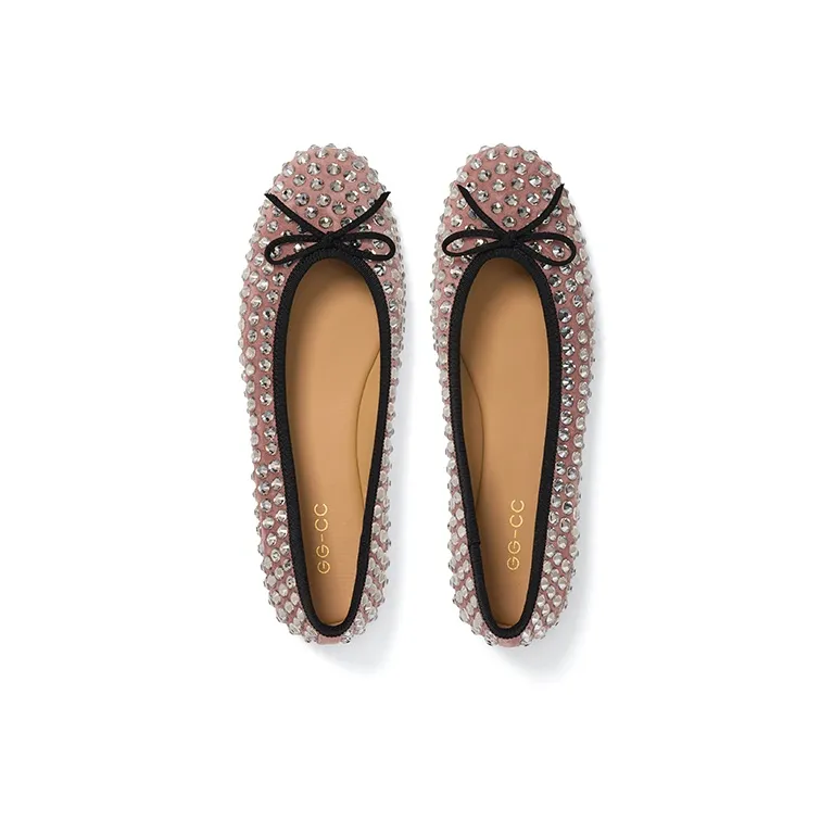 GG CC Flat Ballet Shoes Sweet Style Round Tip Unlined Shoes 1.5cm Women's-9