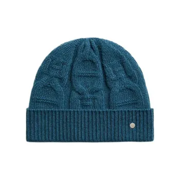 HERMES Cashmere Palladium-Plated Stirrup Studs Beanies Men's Blue