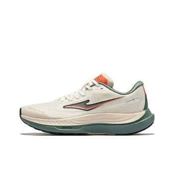 Erke Cushioning Lightweight Rebound Low Top Casual Running Shoes Men's Microcrystal White Fluorescent Fire Orange