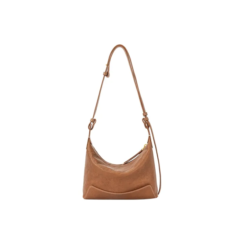 VANESSA HOGAN Top Grain Vegetable Tanned Cow Leather Shoulder Bag Small Size Women's Cocoa Red/Brown/Obsidian Black-3