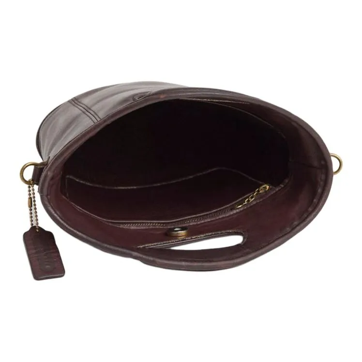 COACH Glove Tanned Leather, Leather Bucket Bag, One Shoulder Handbag Mini Women's Mahogany Brown-2