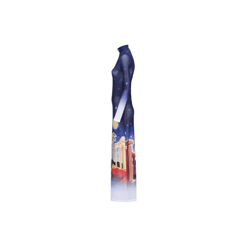 CASABLANCA Long Sleeved Dress Women's Blue-2
