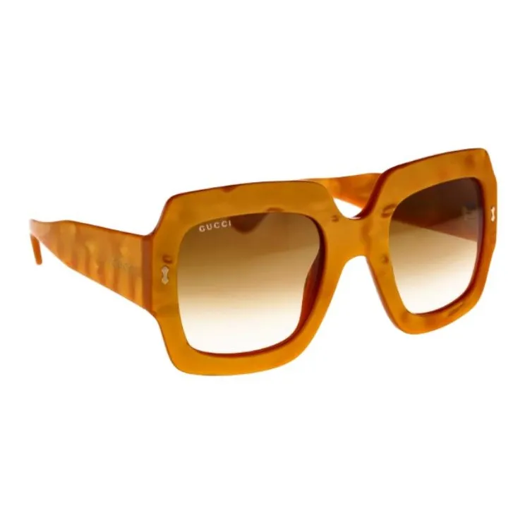 GUCCI Acetate Square Sunglasses Women's Yellow-1