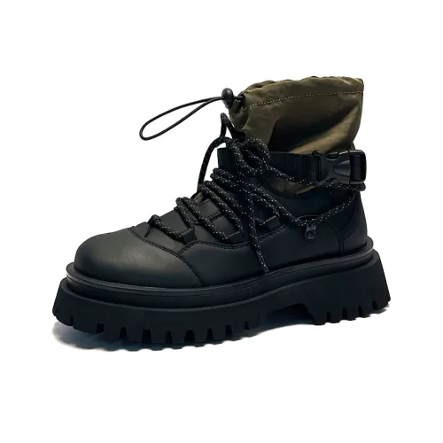 JIPOSEN Ankle Boots Unisex Army Green