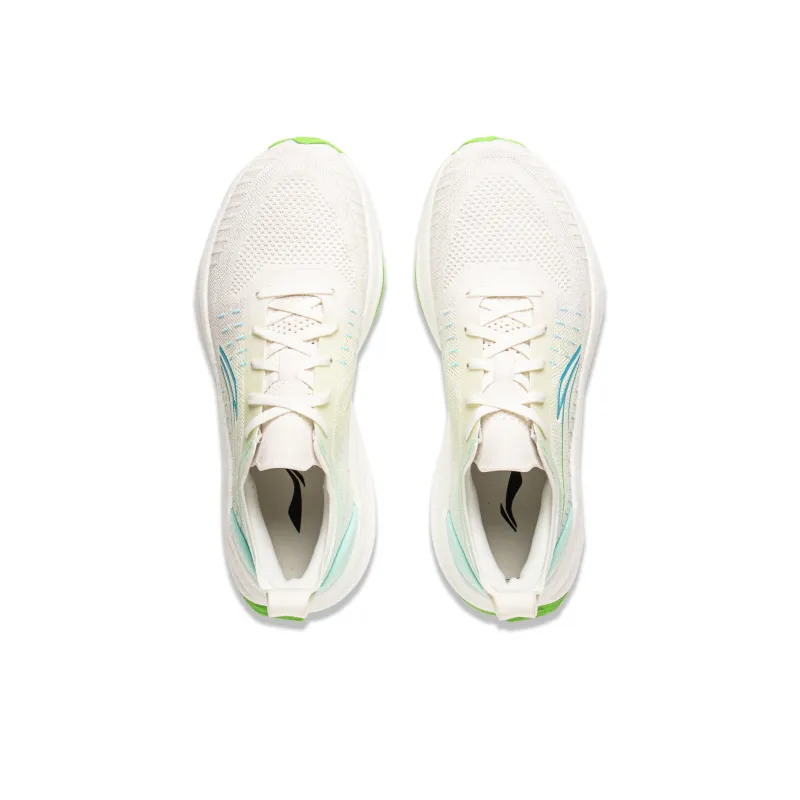 LiNing Comfortable Cushioning Anti Slip Wear Resistant Breathability Low Top Casual Running Shoes Men's White Green-3