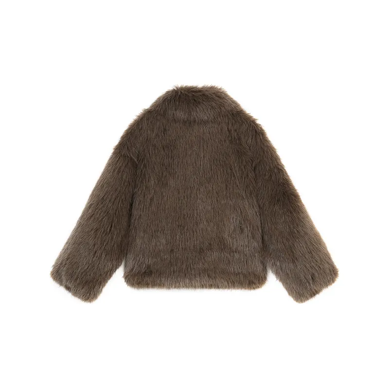 ELF SACK Cropped Coat Women's Warm Brown-1