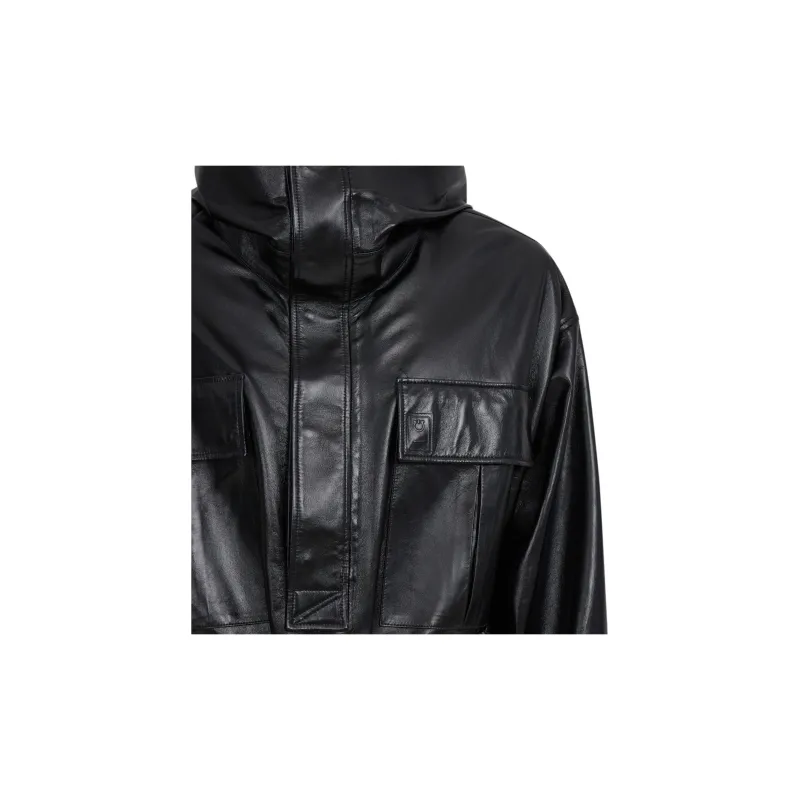 FERRAGAMO Leather Jacket Men's Black-6