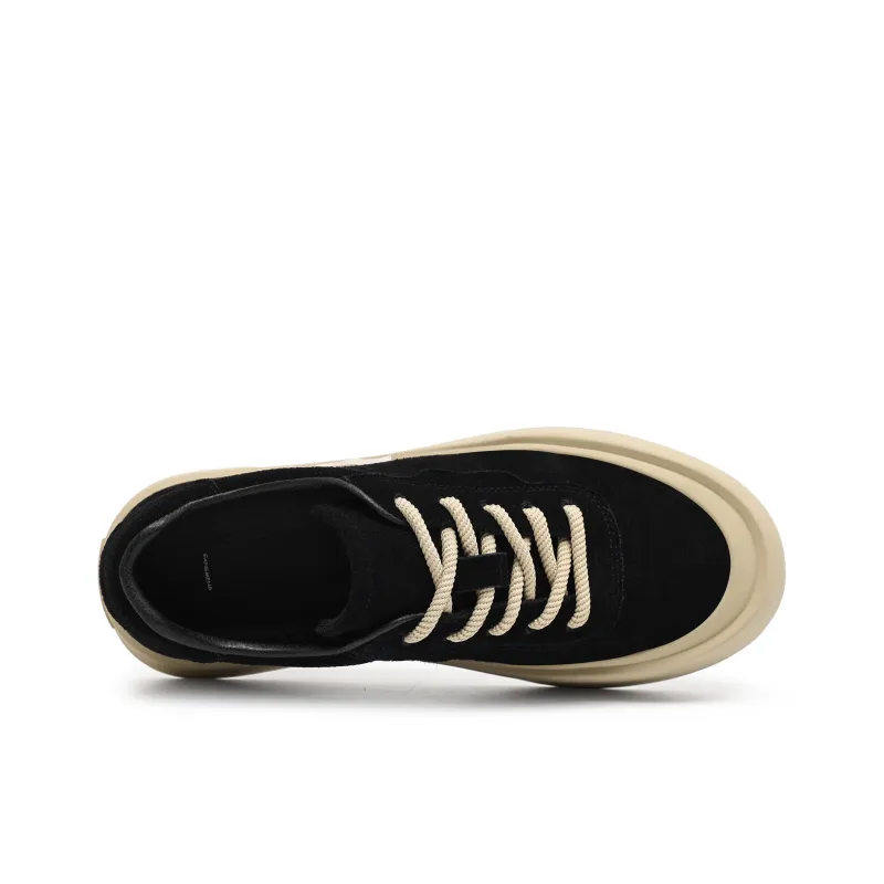Hong Kong Meng Wear Resistant Lightweight Height Increasing Low Top Skateboard Shoes Men's Black-4