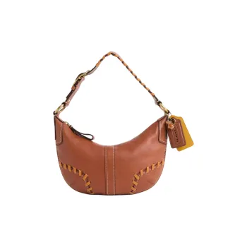 COACH Hobo Leather Handbag Shoulder Bag Small Size Women's Brass & Oak