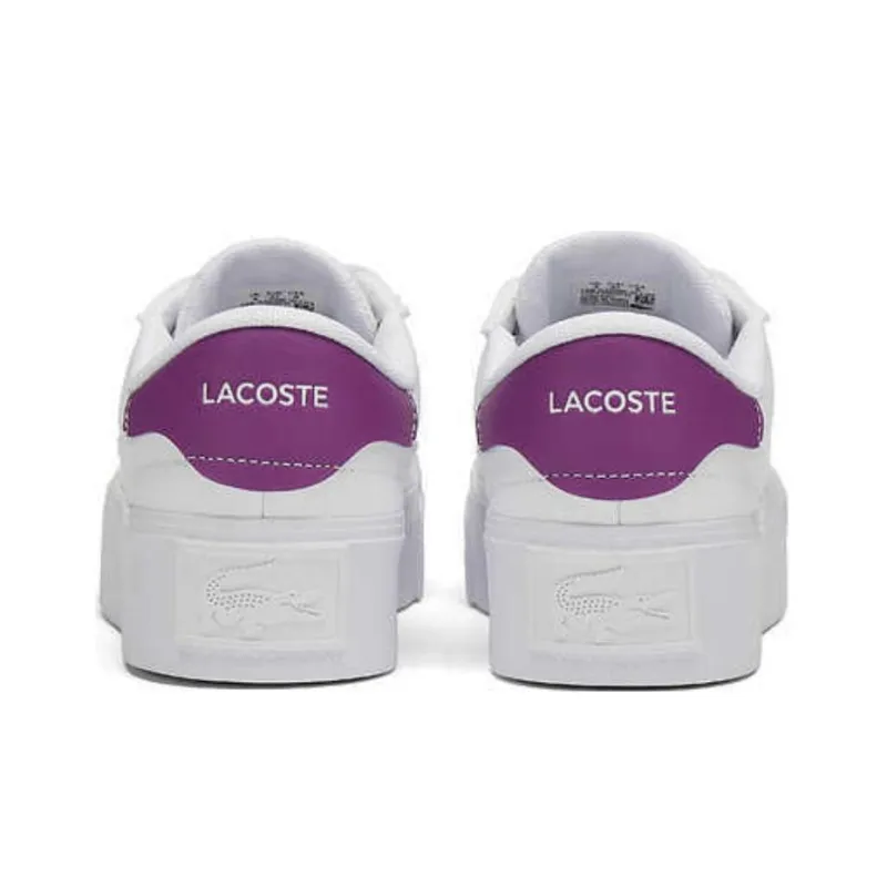 LACOSTE Abrasion Resistant Low Top Skateboard Shoes Women's White Purple-2