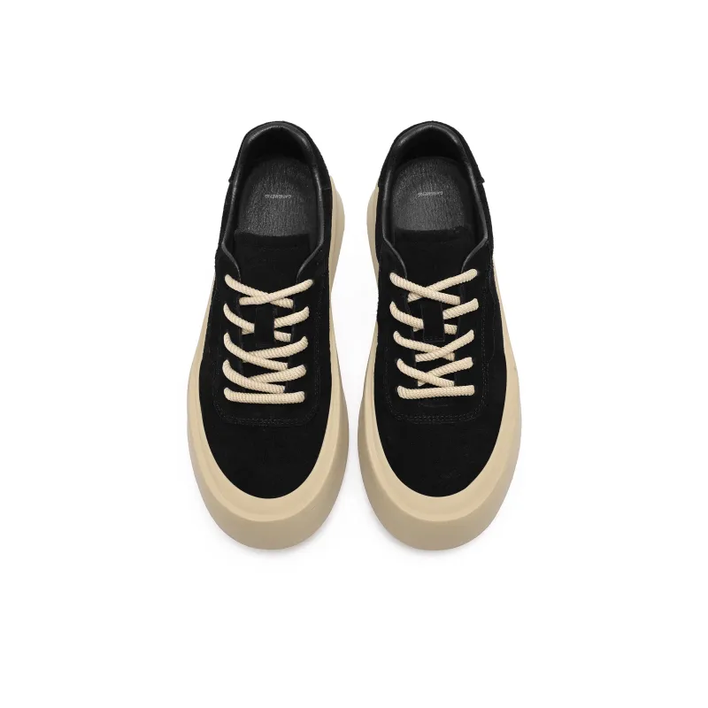 Hong Kong Meng Wear Resistant Lightweight Height Increasing Low Top Skateboard Shoes Men's Black-3