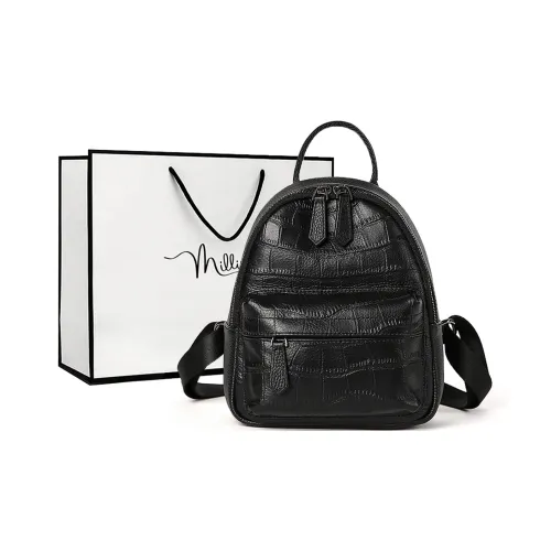 MILLIE'S Cow Leather backpack weave Regular Women's Black