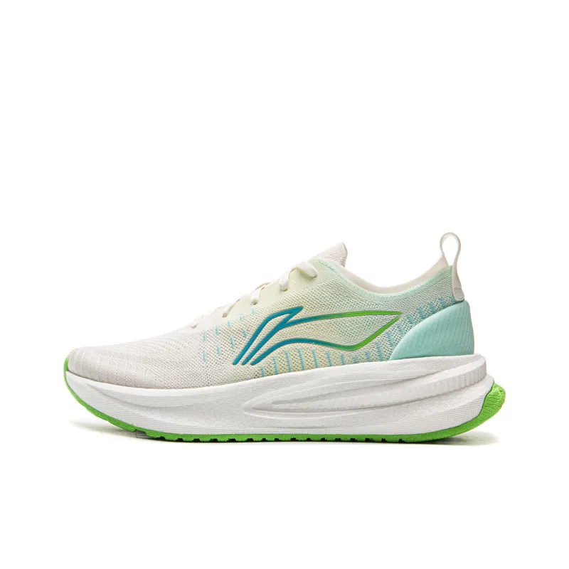LiNing Comfortable Cushioning Anti Slip Wear Resistant Breathability Low Top Casual Running Shoes Men's White Green-0