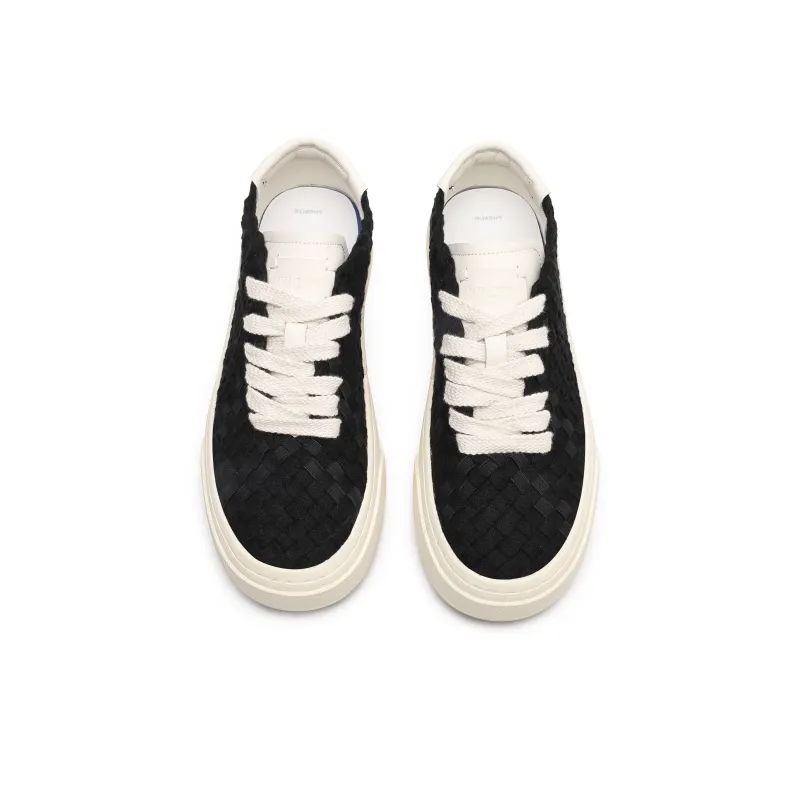 Hong Kong Meng Abrasion Resistant Breathable Height Increasing Low Top Skateboard Shoes Unisex Black-2