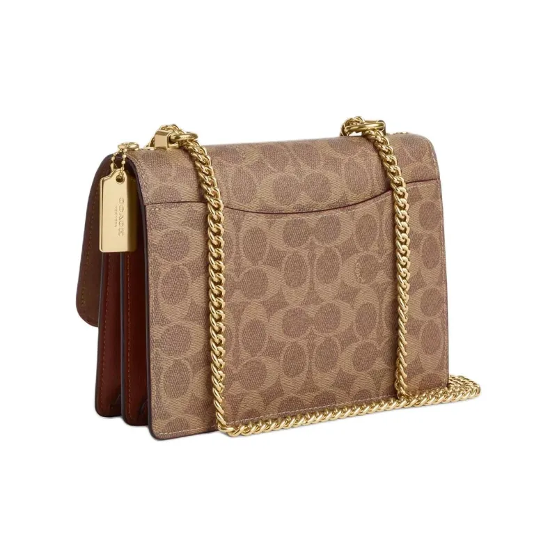 COACH Klare Coated Canvas With Leather Shoulder Bag, Crossbody Bag Trumpets Women's Gold & Tan & Multicolor-1