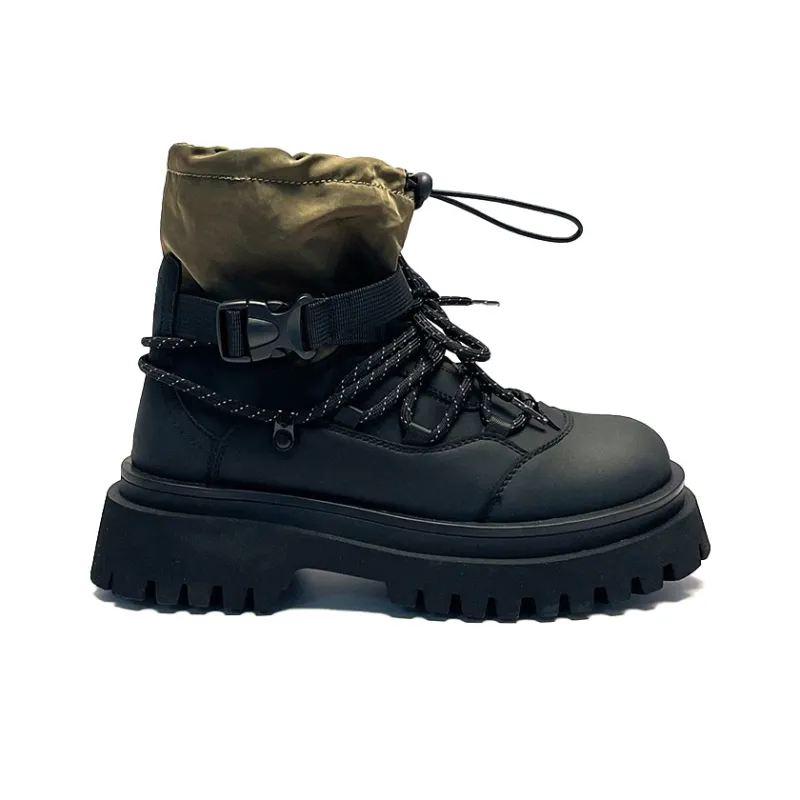 JIPOSEN Ankle Boots Unisex Army Green-1