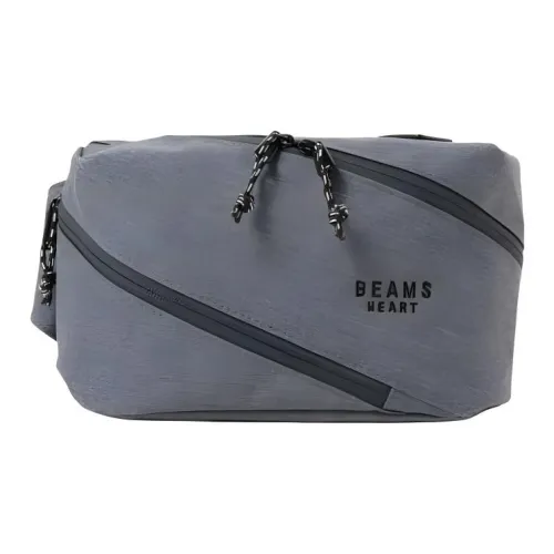 Beams Polyester Bonded Synthetic Leather Fanny Pack Men's Gray