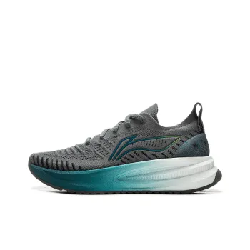 LiNing Comfortable Cushioning Slip Resistant Abrasion Resistant Breathable Low Top Running Shoes Men's Black Gray Color