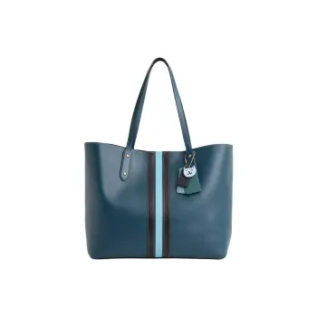 COACH Smooth Leather Tote Bag Shopping Bag Shoulder Bags Large Size Women's Peacock Blue