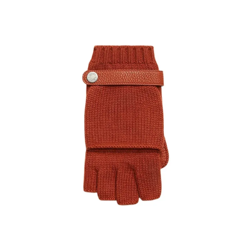 HERMES Cashmere Knit Gloves Men's Red Earth Tone-2