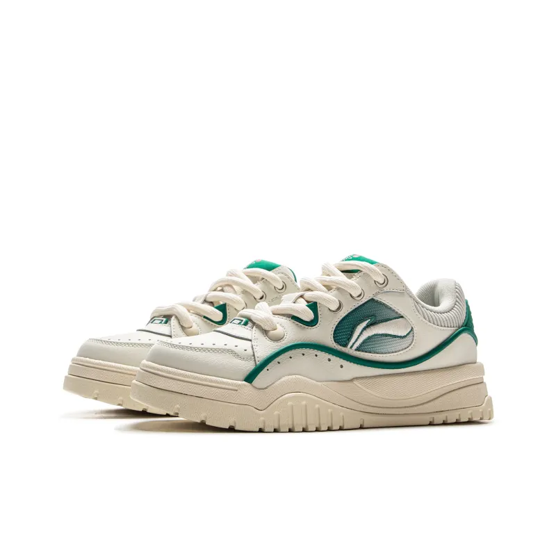 LOL x LiNing Slip Resistant, Abrasion Resistant, Lightweight Low Top Skateboard Shoes Women's Beige Green-2