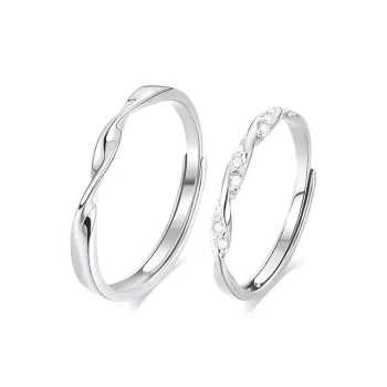 JOLLY NOTE Romantic Twisted Plain Circle Diamond Ring Rings Unisex