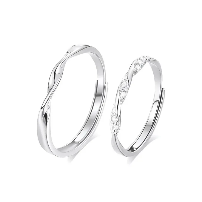 JOLLY NOTE Romantic Twisted Plain Circle Diamond Ring Rings Unisex-0