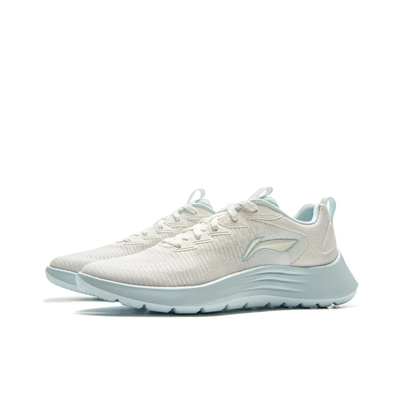 LiNing Feather Anti-Slip Wear-Resistant Low-Top Casual Running Shoes Women's White Blue-2