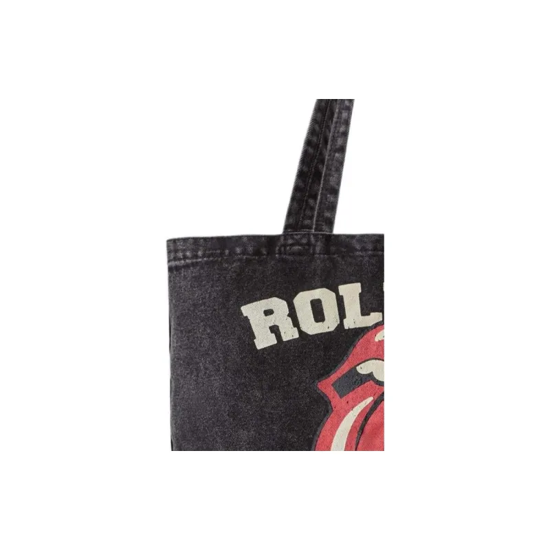 ZARA Rolling Stone Collaboration Cotton Tote Bag Shopping Bag Shoulder Bags Kids' Black-3