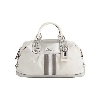 COACH SATCHEL Smooth Leather One Shoulder Handbags Large Size Women's Silver