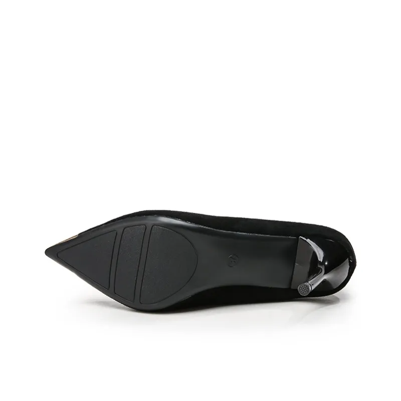 BANWEIDIYA Slim Heel High Heels Women's Black-5