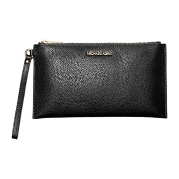 MICHAEL KORS Jet Set Leather Clutch Large Size Unisex Black