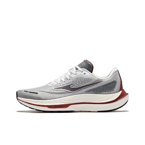 Erke Lightweight Cushioning Rebound Low Top Running Shoes Men's Erke White Steel Gray