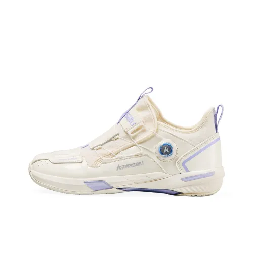 Kawasaki Cushioning, Slip Resistant, Abrasion Resistant, Impact Resistant Low Top Badminton Shoes Unisex Beige Purple