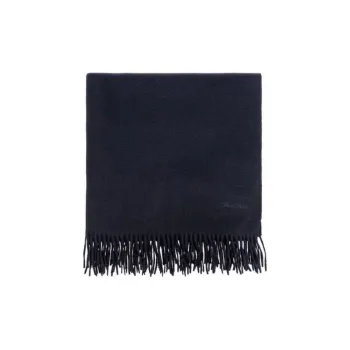 MaxMara Logo Embroidered Fringed Edge Scarf