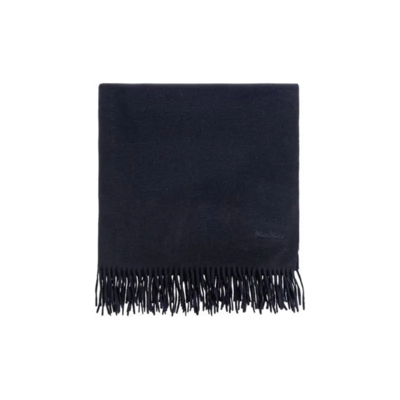 MaxMara Logo Embroidered Fringed Edge Scarf-0