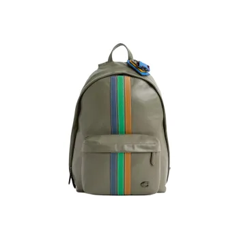 COACH HALL Paperweight Leather Backpack Large Size Men's Army Green