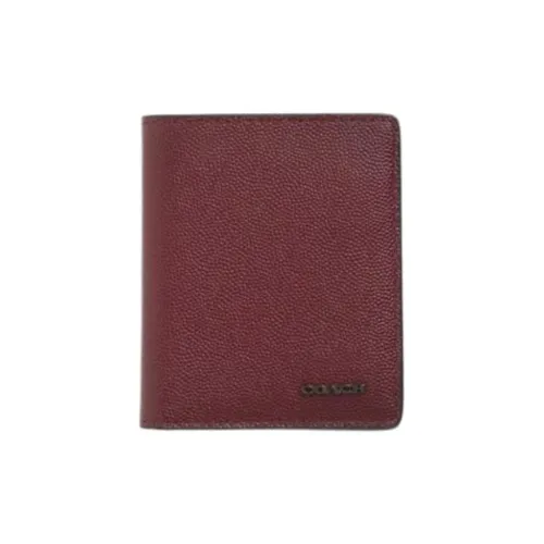 COACH Slim Wallet Grained Leather Wallet Mini Women's Red Chestnut