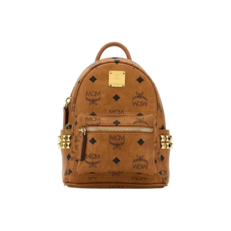 MCM Canvas Backpack Mini Women's Cognac Brandy-0