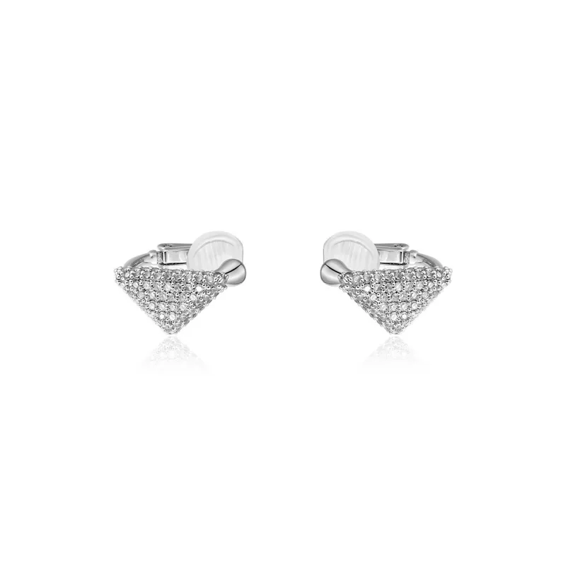 BOONEE ALUS White Gold Plated Copper Clip On Earrings Women's-1