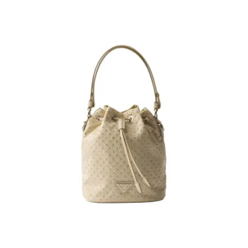 PRADA Reclycle Polyamide Bucket Bag Crossbody Handbag Mini Women's Desert Yellow