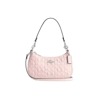 COACH Teri Leather Shoulder Bag Medium Size Women's Pink