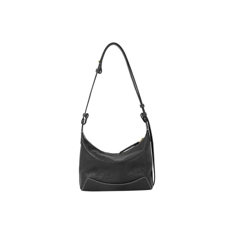 VANESSA HOGAN Top Grain Vegetable Tanned Cow Leather Shoulder Bag Small Size Women's Cocoa Red/Brown/Obsidian Black-11