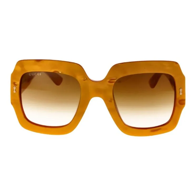GUCCI Acetate Square Sunglasses Women's Yellow-3