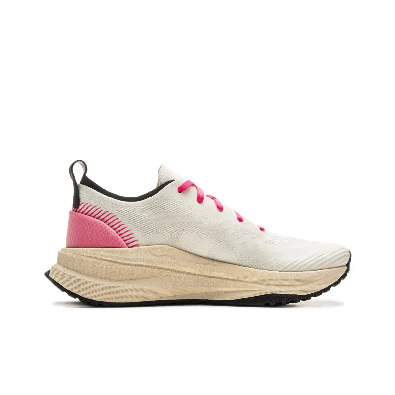 LiNing Comfortable Cushioning Anti Slip Wear Resistant Breathability Low Top Casual Running Shoes Men's White Pink-1
