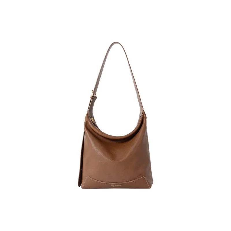 VANESSA HOGAN Top Grain Vegetable Tanned Cow Leather Shoulder Bag Large Size Women's Cocoa Red Brown-1