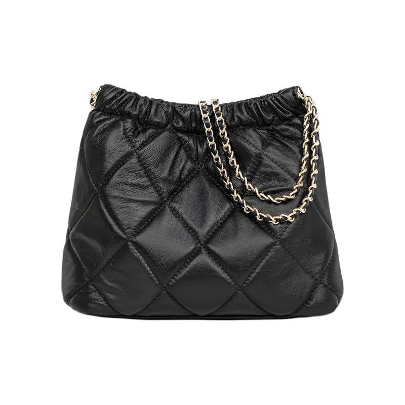 MILLIE'S Cow Leather Trash Bag Handbag Shoulder Bag Regular Women's Black/White-2