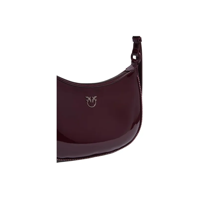 PINKO Half Moon Series Polyester Crescent Bag Handbag Shoulder Bag Small Size Women's Ox Blood Color-2