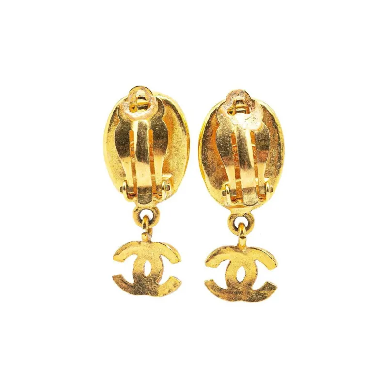 CHANEL 1995 Cc Drop Clip on Earrings-1