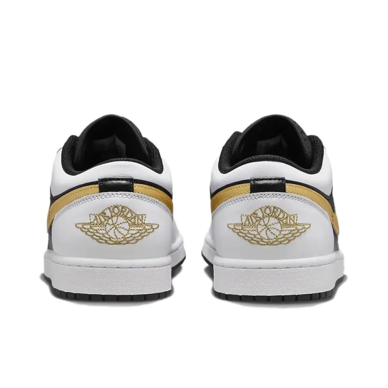 Jordan 1 Low White Black Metallic Gold Swoosh-4